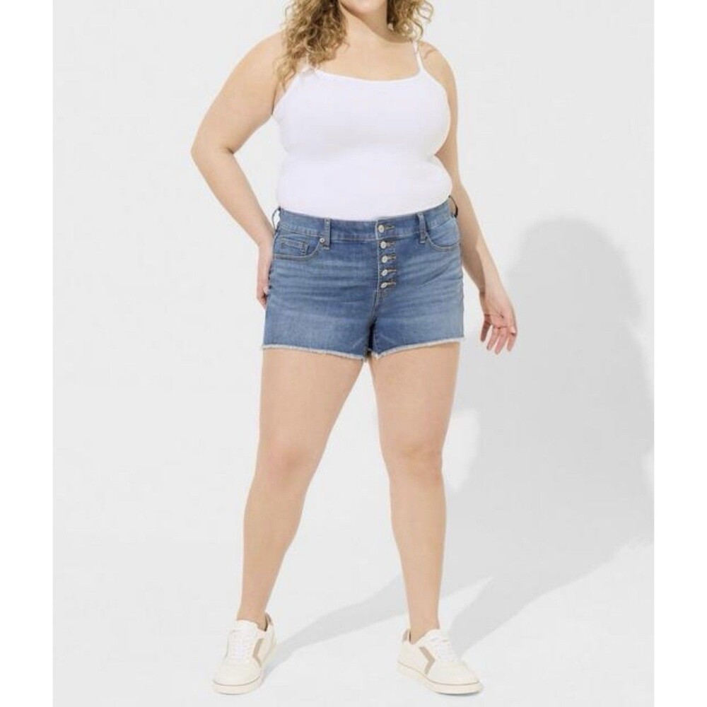 Torrid Denim Jean Shorts Jorts Womens 20 Mid Rise Summer Vacation Travel Norm